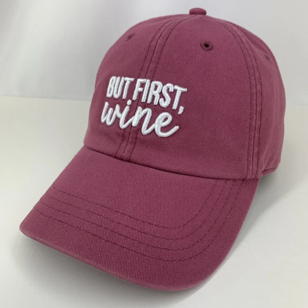 But First, Wine Hat State Of Mine Red Adjustable Strapback OSFM Baseball Cap